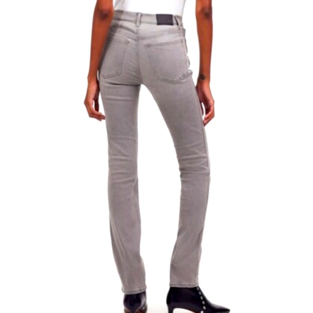 Madewell Midrise Stovepipe Jeans 31 Petite Gray Casual Stretch Denim Rock Biker